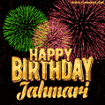 Wishing You A Happy Birthday, Jahmari! Best fireworks GIF animated greeting card.