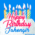 Happy Birthday GIF for Jahongir with Birthday Cake and Lit Candles