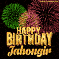 Wishing You A Happy Birthday, Jahongir! Best fireworks GIF animated greeting card.
