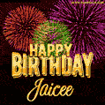 Wishing You A Happy Birthday, Jaicee! Best fireworks GIF animated greeting card.