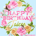 Beautiful Birthday Flowers Card for Jaicee with Animated Butterflies