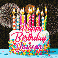 Amazing Animated GIF Image for Jaiceon with Birthday Cake and Fireworks