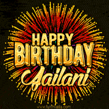 Golden 'Happy Birthday Jailani' text accompanied by animated rainbow fireworks for a festive animated greeting.