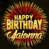 Golden 'Happy Birthday Jaionna' text accompanied by animated rainbow fireworks for a festive animated greeting.
