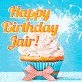 Happy Birthday, Jair! Elegant cupcake with a sparkler.
