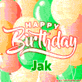 Happy Birthday Image for Jak. Colorful Birthday Balloons GIF Animation.