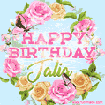 Beautiful Birthday Flowers Card for Jalia with Animated Butterflies