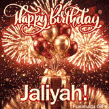 White elegant script spelling Jaliyah across a luxury gift box with a large golden bow.