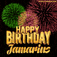 Wishing You A Happy Birthday, Jamarius! Best fireworks GIF animated greeting card.