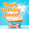 Happy Birthday, Jameel! Elegant cupcake with a sparkler.