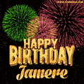 Wishing You A Happy Birthday, Jamere! Best fireworks GIF animated greeting card.