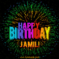 New Bursting with Colors Happy Birthday Jamil GIF and Video with Music