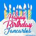 Happy Birthday GIF for Jancarlos with Birthday Cake and Lit Candles