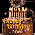 Chocolate Happy Birthday Cake for Janella (GIF)