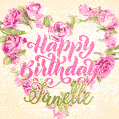 Pink rose heart shaped bouquet - Happy Birthday Card for Janelle