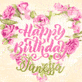Pink rose heart shaped bouquet - Happy Birthday Card for Janessa