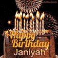 Chocolate Happy Birthday Cake for Janiyah (GIF)