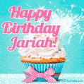 Happy Birthday Jariah! Elegang Sparkling Cupcake GIF Image.