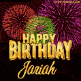 Wishing You A Happy Birthday, Jariah! Best fireworks GIF animated greeting card.