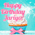 Happy Birthday Jariya! Elegang Sparkling Cupcake GIF Image.