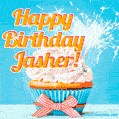 Happy Birthday, Jasher! Elegant cupcake with a sparkler.