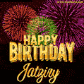 Wishing You A Happy Birthday, Jatziry! Best fireworks GIF animated greeting card.