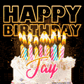 Jay - Animated Happy Birthday Cake GIF for WhatsApp