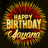Golden 'Happy Birthday Jayana' text accompanied by animated rainbow fireworks for a festive animated greeting.