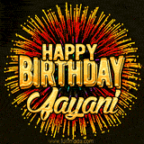 Golden 'Happy Birthday Jayani' text accompanied by animated rainbow fireworks for a festive animated greeting.