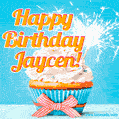 Happy Birthday, Jaycen! Elegant cupcake with a sparkler.