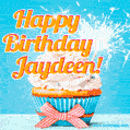 Happy Birthday, Jaydeen! Elegant cupcake with a sparkler.