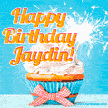 Happy Birthday, Jaydin! Elegant cupcake with a sparkler.