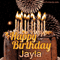 Chocolate Happy Birthday Cake for Jayla (GIF)