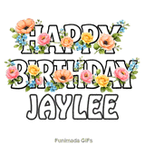 Happy Birthday Jaylee animated GIF with delicate forget-me-nots moving in the breeze