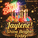 Close-up of multicolored frosting swirls and colorful candy beads around the gold base of Jaylene's birthday cake.