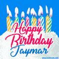 Happy Birthday GIF for Jaymar with Birthday Cake and Lit Candles