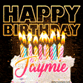 Jaymie - Animated Happy Birthday Cake GIF Image for WhatsApp