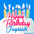Happy Birthday GIF for Jaysiah with Birthday Cake and Lit Candles