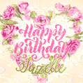 Pink rose heart shaped bouquet - Happy Birthday Card for Jazelle