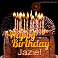 Chocolate Happy Birthday Cake for Jaziel (GIF)