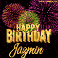 Wishing You A Happy Birthday, Jazmin! Best fireworks GIF animated greeting card.