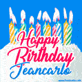 Happy Birthday GIF for Jeancarlo with Birthday Cake and Lit Candles