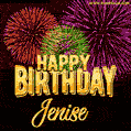 Wishing You A Happy Birthday, Jenise! Best fireworks GIF animated greeting card.