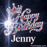Diamond-encrusted script letters with colorful sapphire and emerald highlights on a dark backdrop, personalized with the name Jenny.