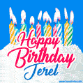 Happy Birthday GIF for Jerel with Birthday Cake and Lit Candles