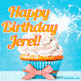 Happy Birthday, Jerel! Elegant cupcake with a sparkler.