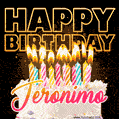 Jeronimo - Animated Happy Birthday Cake GIF for WhatsApp