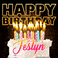 Jeslyn - Animated Happy Birthday Cake GIF Image for WhatsApp