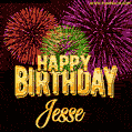 Wishing You A Happy Birthday, Jesse! Best fireworks GIF animated greeting card.