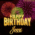 Wishing You A Happy Birthday, Jessi! Best fireworks GIF animated greeting card.